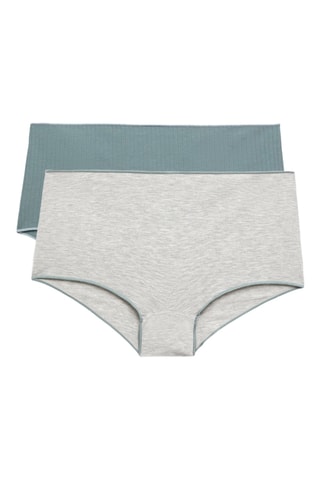 2 Slips Hoge Taille - Gemêleerd Grijs en Lichtgroen