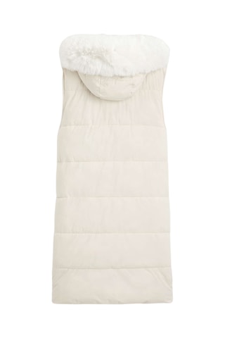 Lang Mouwloos Vest met Capuchon - Beige