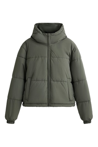 Gewatteerde Jas met Capuchon - Kaki