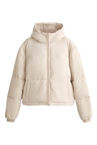 Gewatteerde Jas met Capuchon - Beige