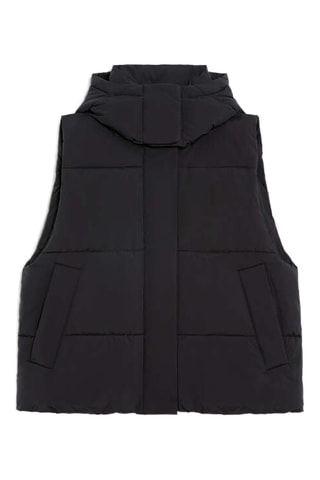 Mouwloze Gewatteerde Jas met Capuchon - Zwart