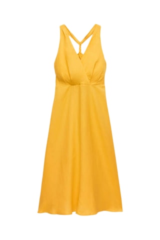 Mouwloze Linnen Midi-jurk - Geel