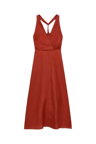 Linnen Midi-jurk - Steenrood