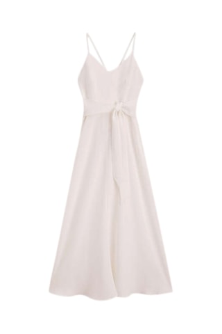 Mouwloze lange linnen jurk - Wit