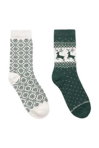 2 paar sokken - Donkergroen en Wit