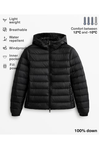 Gewatteerde Jas met Capuchon - Zwart
