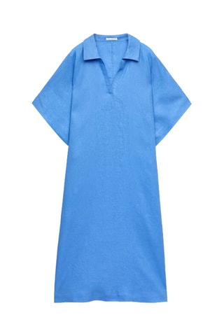 Linnen Blouse-jurk - Blauw