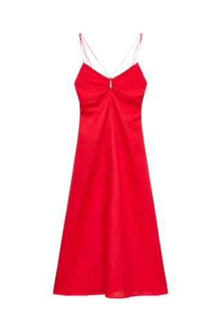 Linnen Midi-jurk - Rood