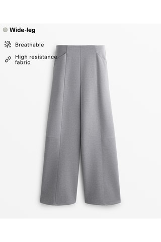 Broek Wide Legs - Gemêleerd Lichtgrijs
