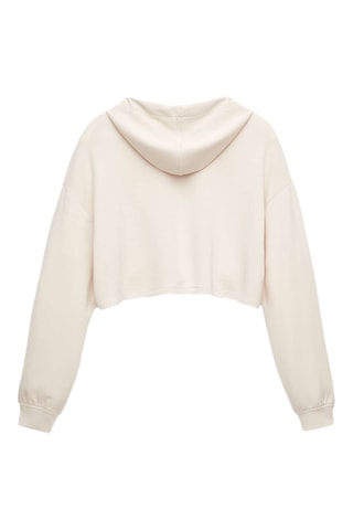 Korte Sweater met Capuchon - Ecru