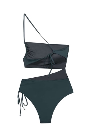 Asymmetrisch Badpak - Donkergroen