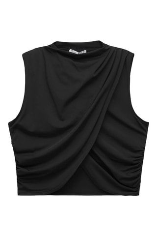 Gedrapeerde Crop Top - Zwart