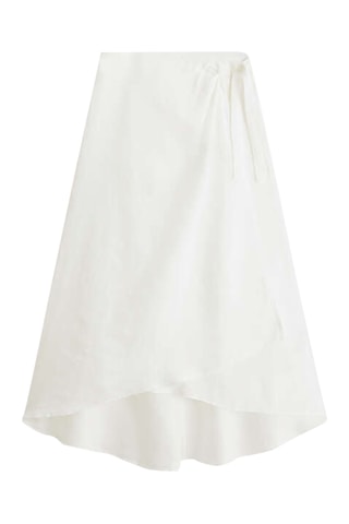 Asymmetrische Linnen Wikkelrok - Wit