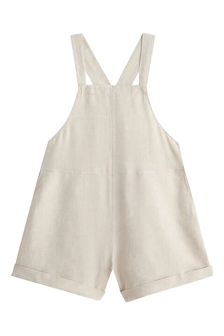 Mouwloos Linnen Tuinshort - Beige