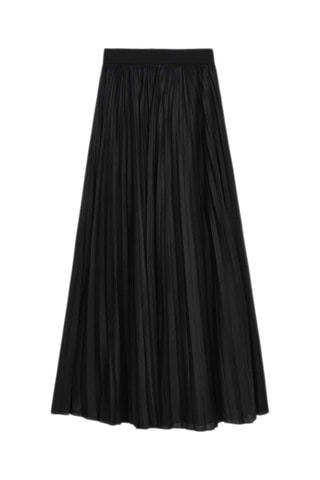 Lange Linnen Plooirok - Zwart