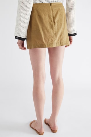 Rechte Linnen Rok - Kaki