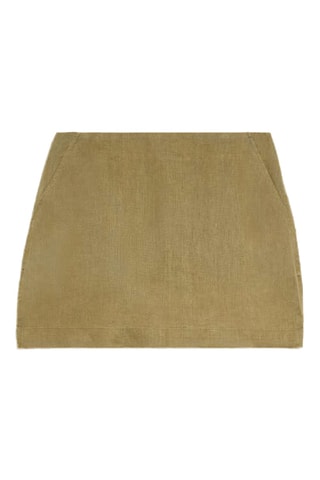 Rechte Linnen Rok - Kaki