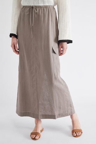 Lange Linnen Rok Hoge Taille - Donkergrijs