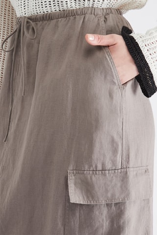 Lange Linnen Rok Hoge Taille - Donkergrijs