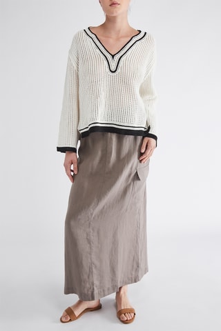 Lange Linnen Rok Hoge Taille - Donkergrijs