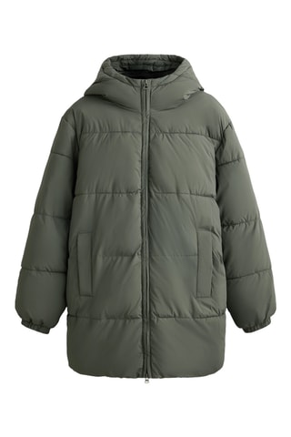 Gewatteerde Jas met Capuchon - Donkerkaki