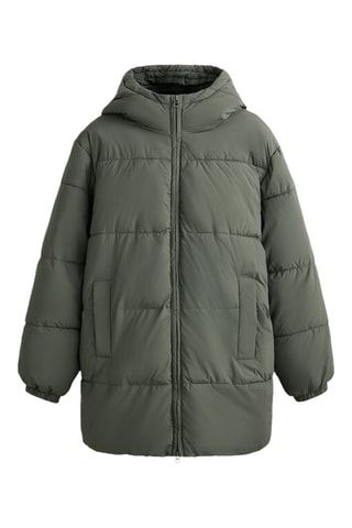 Gewatteerde Jas met Capuchon - Donkerkaki