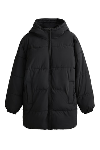 Gewatteerde Jas met Capuchon - Zwart