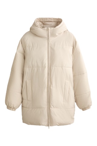 Gewatteerde Jas met Capuchon - Beige