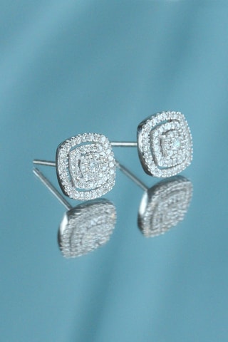 Puces Carré richesse - Or blanc et diamants