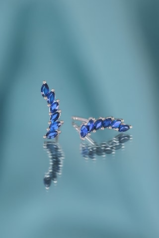 Boucles d'oreilles - Or blanc et saphirs