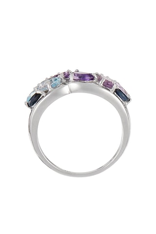 Bague Champêtre - Or blanc, diamant, saphirs, topazes et améthystes