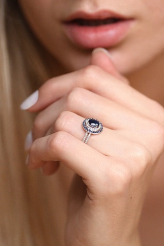 Ring Firenze Nouvelle - Witgoud, Diamanten en Saffieren