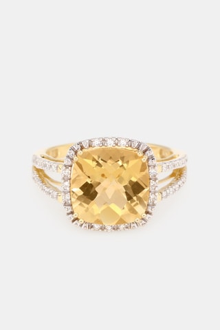 Anillo Divine Citrine 10 - Oro amarillo, diamante y citrino