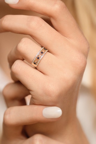 Anillo Sapphire Crown - Oro amarillo, diamantes y zafiros