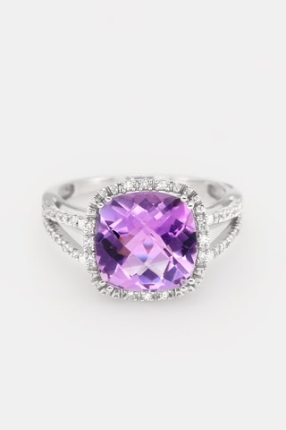 Bague Divine Améthyste 10 - Or blanc, diamants et améthyste