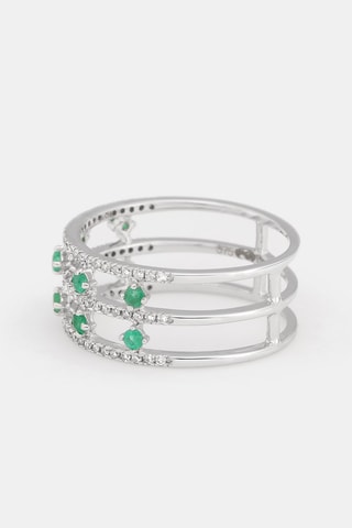 Bague Courone des Emeraudes - Or blanc, diamants et émeraudes