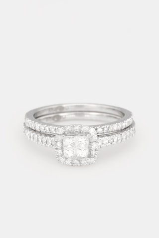 Trouwring en Verlovingsring Brillant Duo   Witgoud en Diamanten  