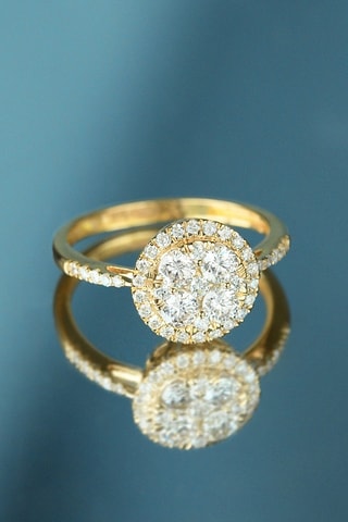 Trouwring Pompadour Geelgoud en Diamanten