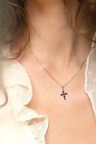 Pendentif Kyra - Or blanc et saphirs