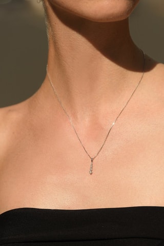 Pendentif 5diam's épuré - 
Or blanc et diamants