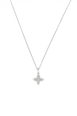 Pendentif Sparkling Flower - Or blanc et diamant