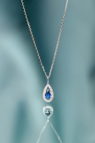 Pendentif Hollis - Or blanc et saphir