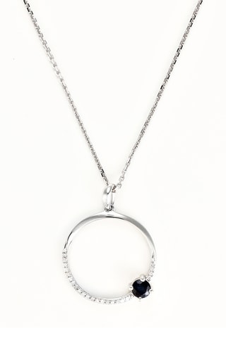 Pendentif Diamants et Saphirs - Or blanc et saphir