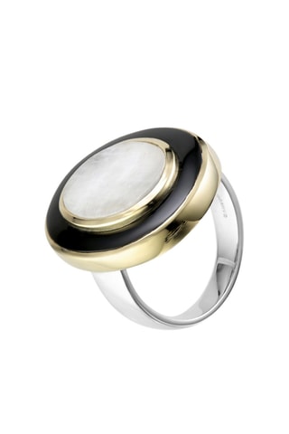 Bague - Argent, pierre de lune et onyx