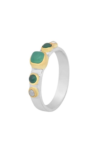 Bague Argent, onyx et chrysoprase