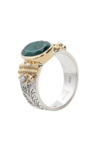 Bague - Argent et malachite