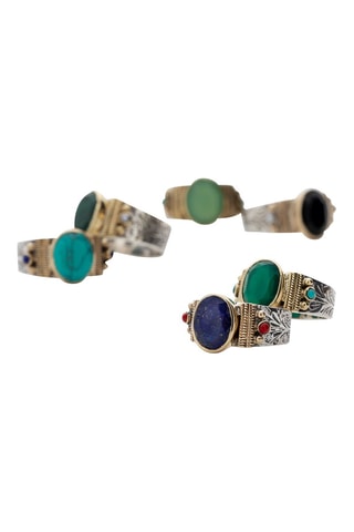 Bague - Argent et malachite