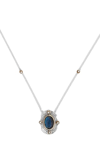 Collier - Argent, labradorite et perles d'imitation