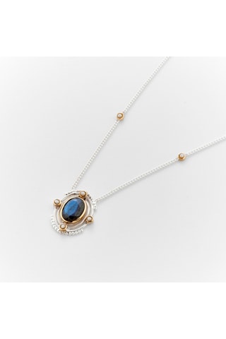 Collier - Argent, labradorite et perles d'imitation