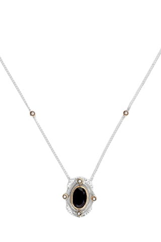 Collier - Argent, onyx et perles d'imitation